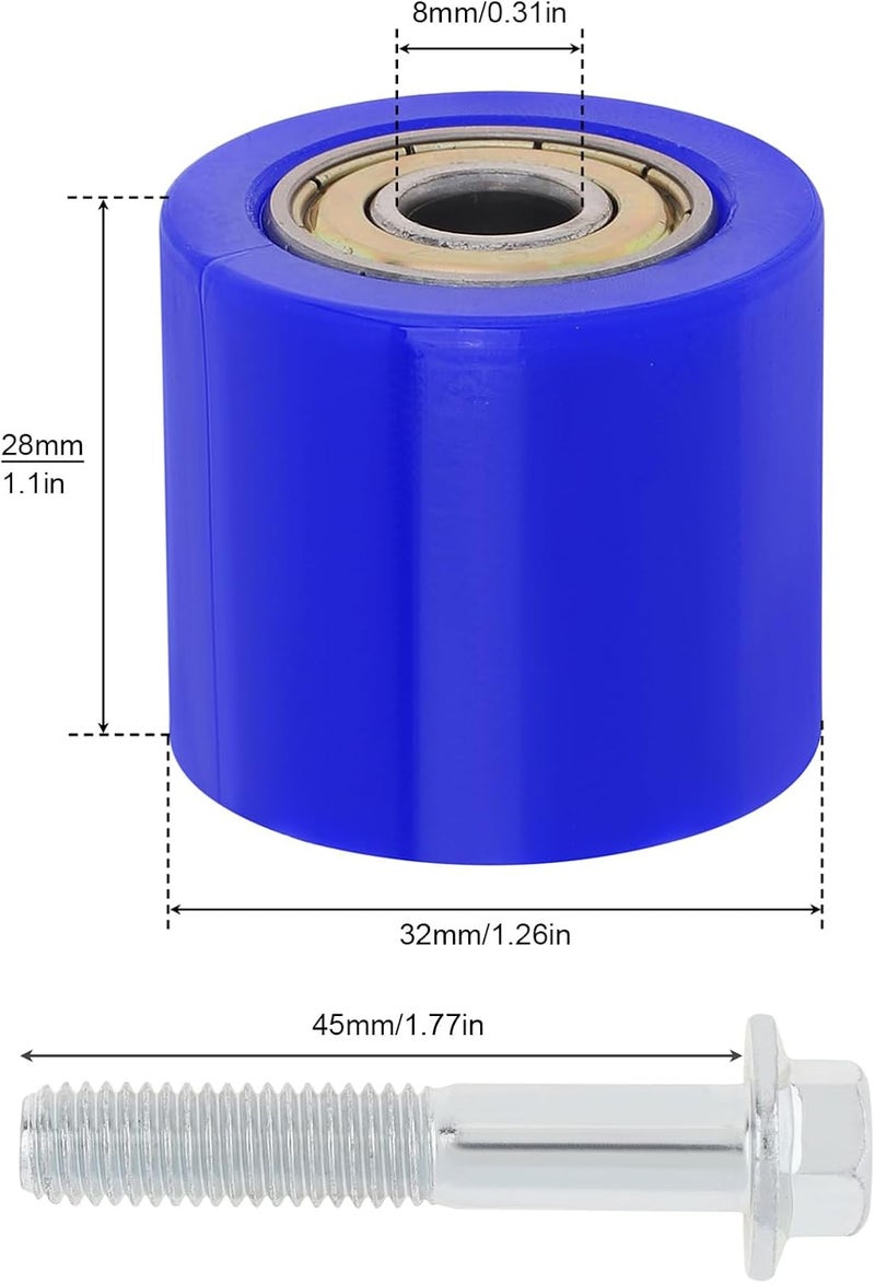Windance 2Pcs 8mm Chain Tensioner Guide Wheel, Drive Chain Pulley Roller for Dirt Pit Bikes Street Bikes Motorcycles ATV Off Road (Blue) - Image 2